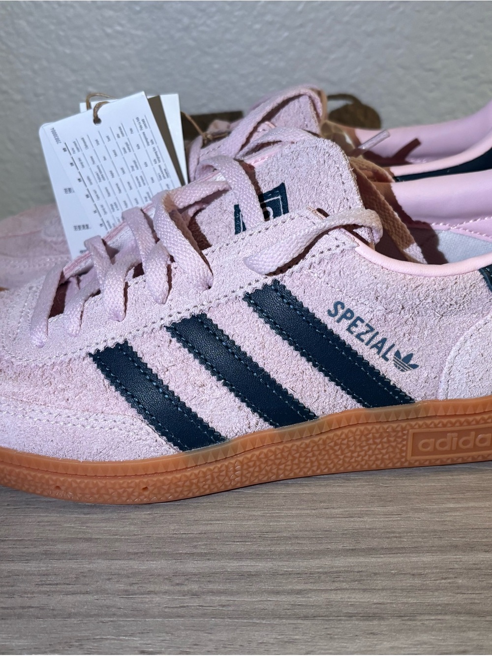 adidas Kids Spezial Suede Sneaker - Pink with Black Stripes and Gum Sole